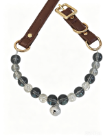Cold Mist Smoky Gradient Cracked Crystal Pet Collar With Silver Bell, Leather Adjustable Buckle Decorative Necklace For Small Medium Cats & Dogs - Image 6